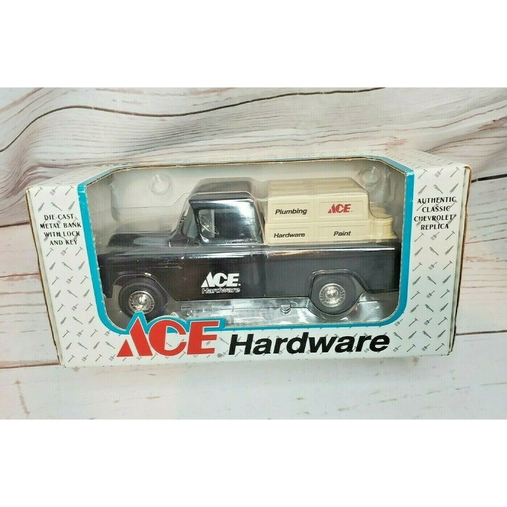 Vintage Ace Hardware 1955 Chevrolet Cameo ERTL 1994 Die Cast Metal Truck Bank
